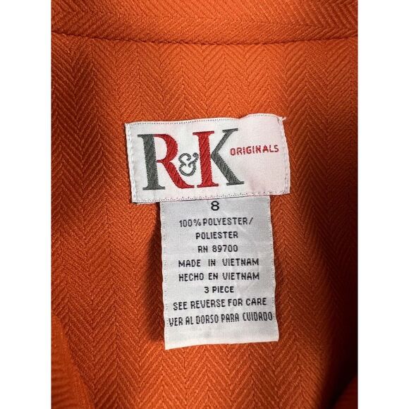 R&K Originals Suit‎ Jacket Womens 8 Orange Button Front 3/4 Sleeve Pockets - Picture 12 of 13